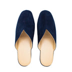Pantofole scollate in camoscio blu