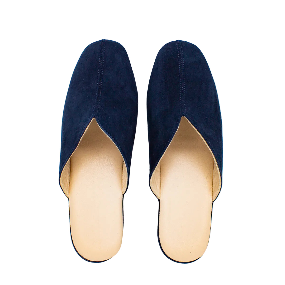 Pantofole scollate in camoscio blu