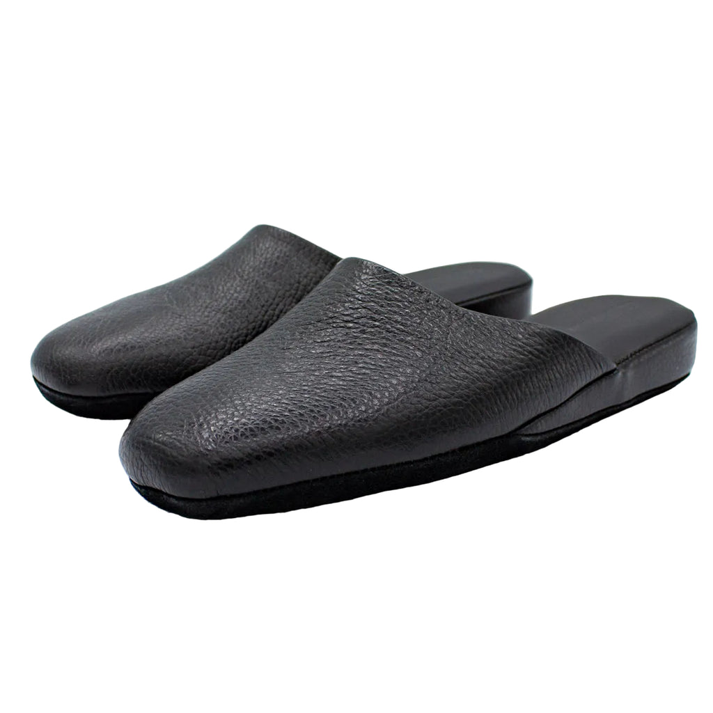 Pantofole artigianali in pelle karibu nero