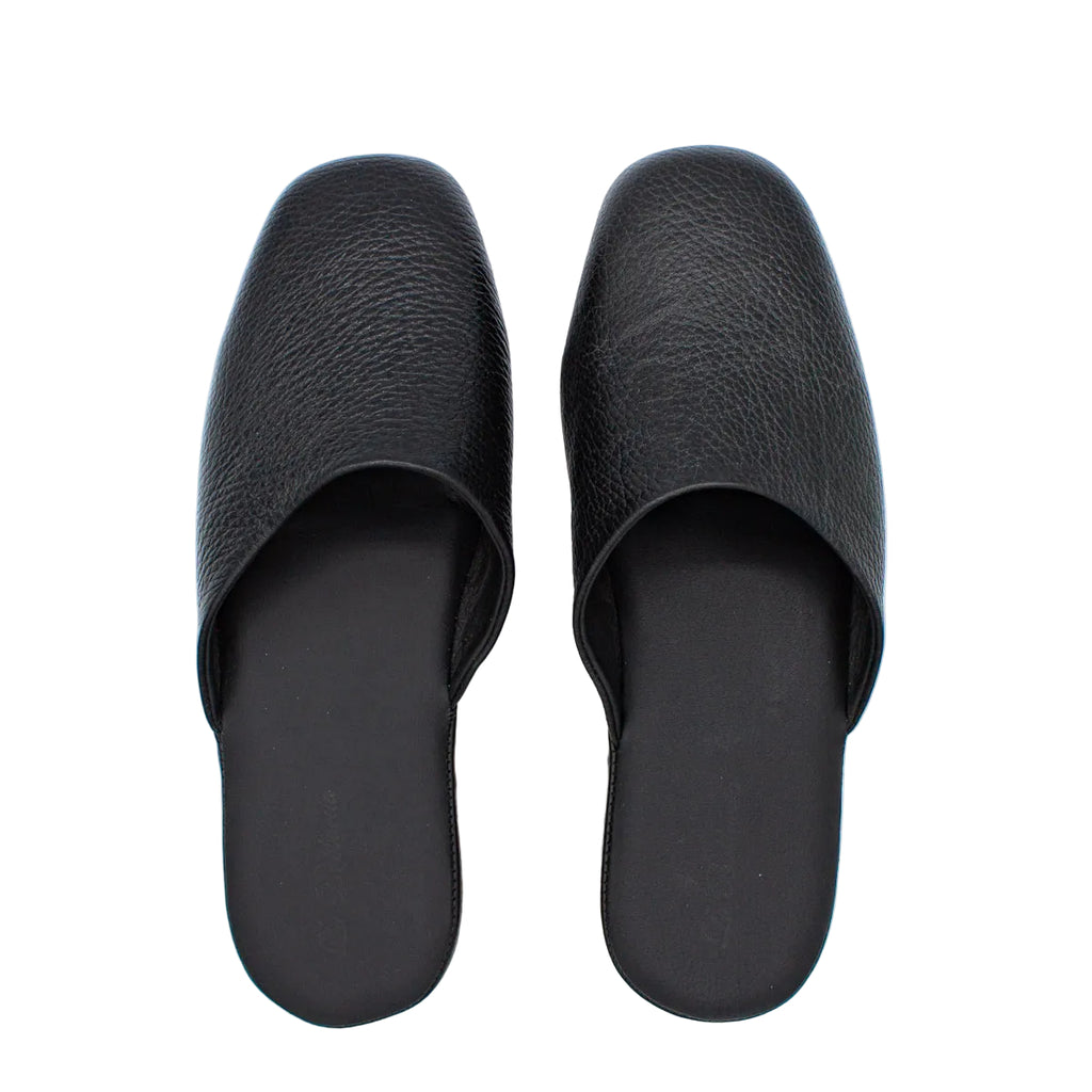Pantofole artigianali in pelle karibu nero