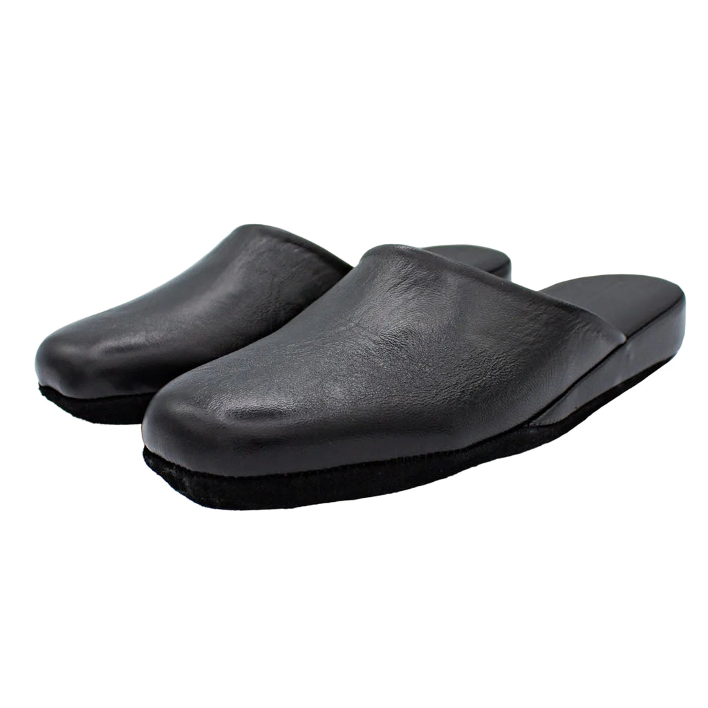 Pantofole artigianali in pelle nero