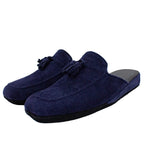 Ciabatte uomo camoscio blu con nappine