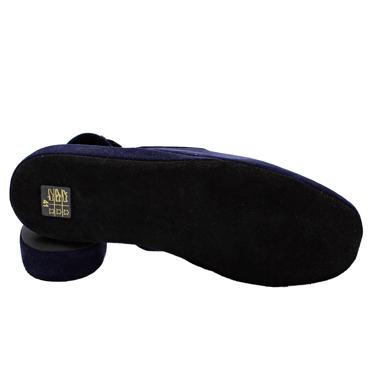 Ciabatte uomo camoscio blu con nappine