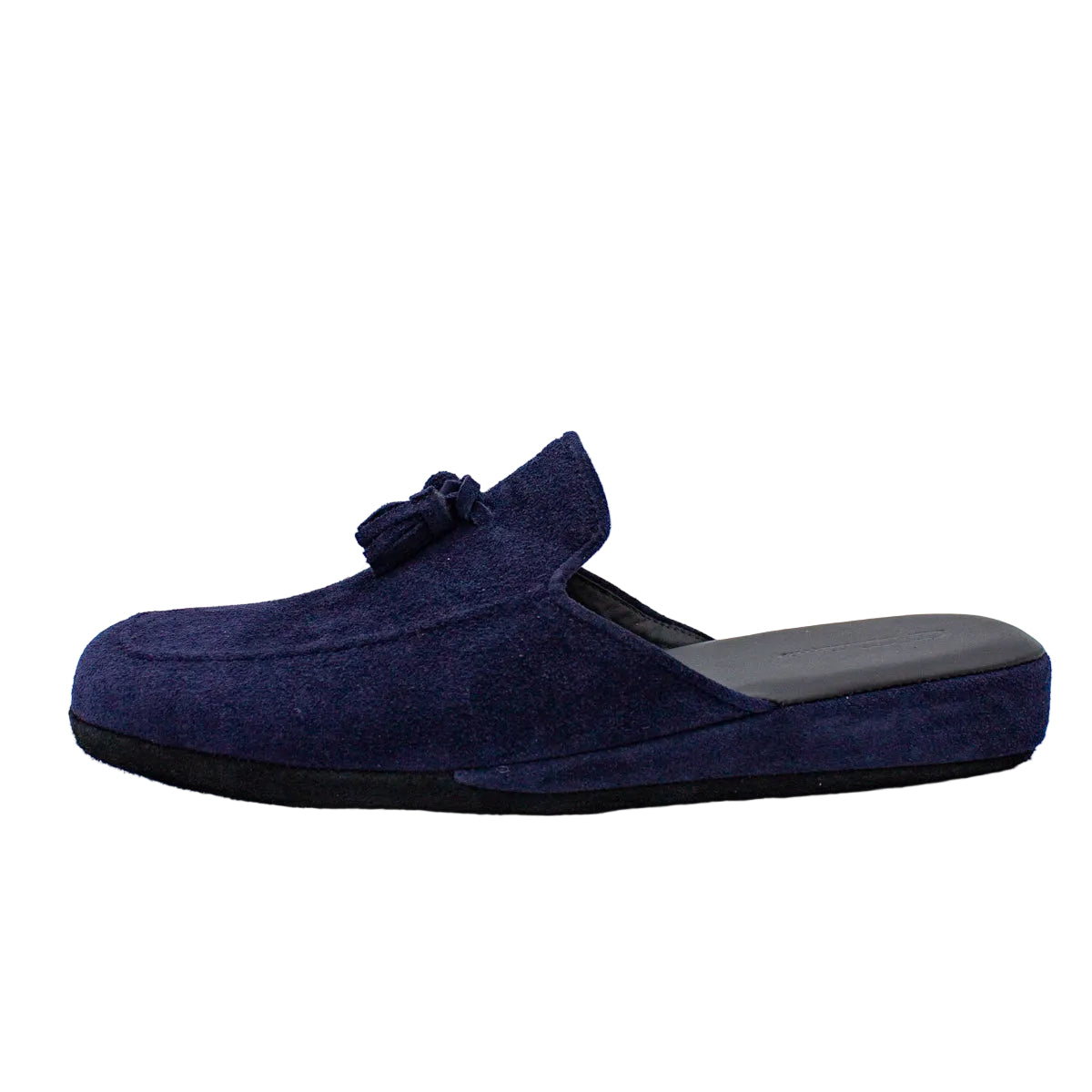 Ciabatte uomo camoscio blu con nappine