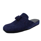 Ciabatte uomo camoscio blu con nappine