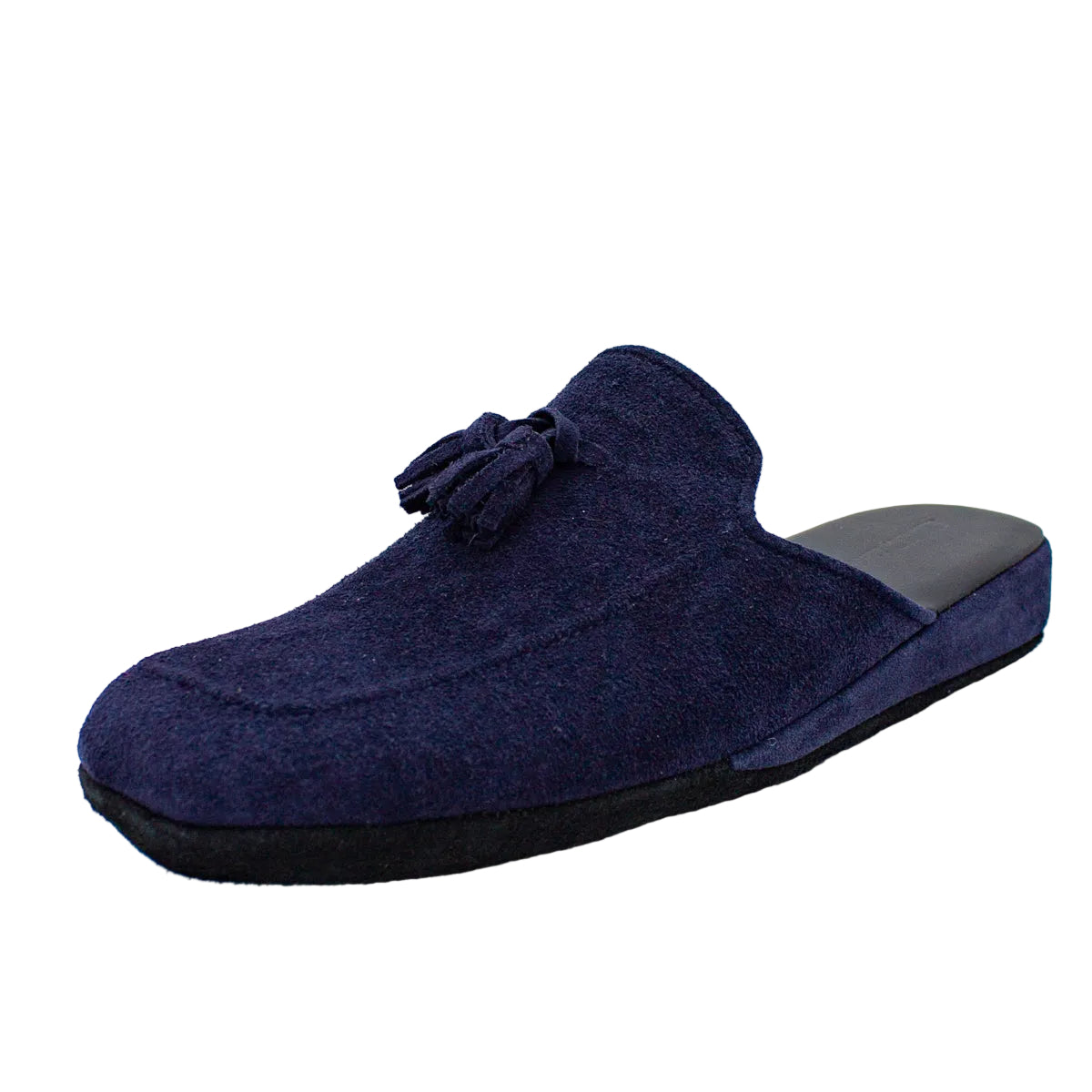 Ciabatte uomo camoscio blu con nappine