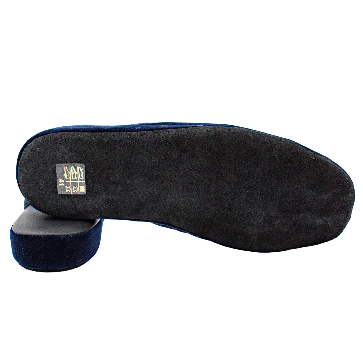 Ciabatte da uomo in velluto blu con stemma
