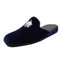 Ciabatte da uomo in velluto blu con stemma