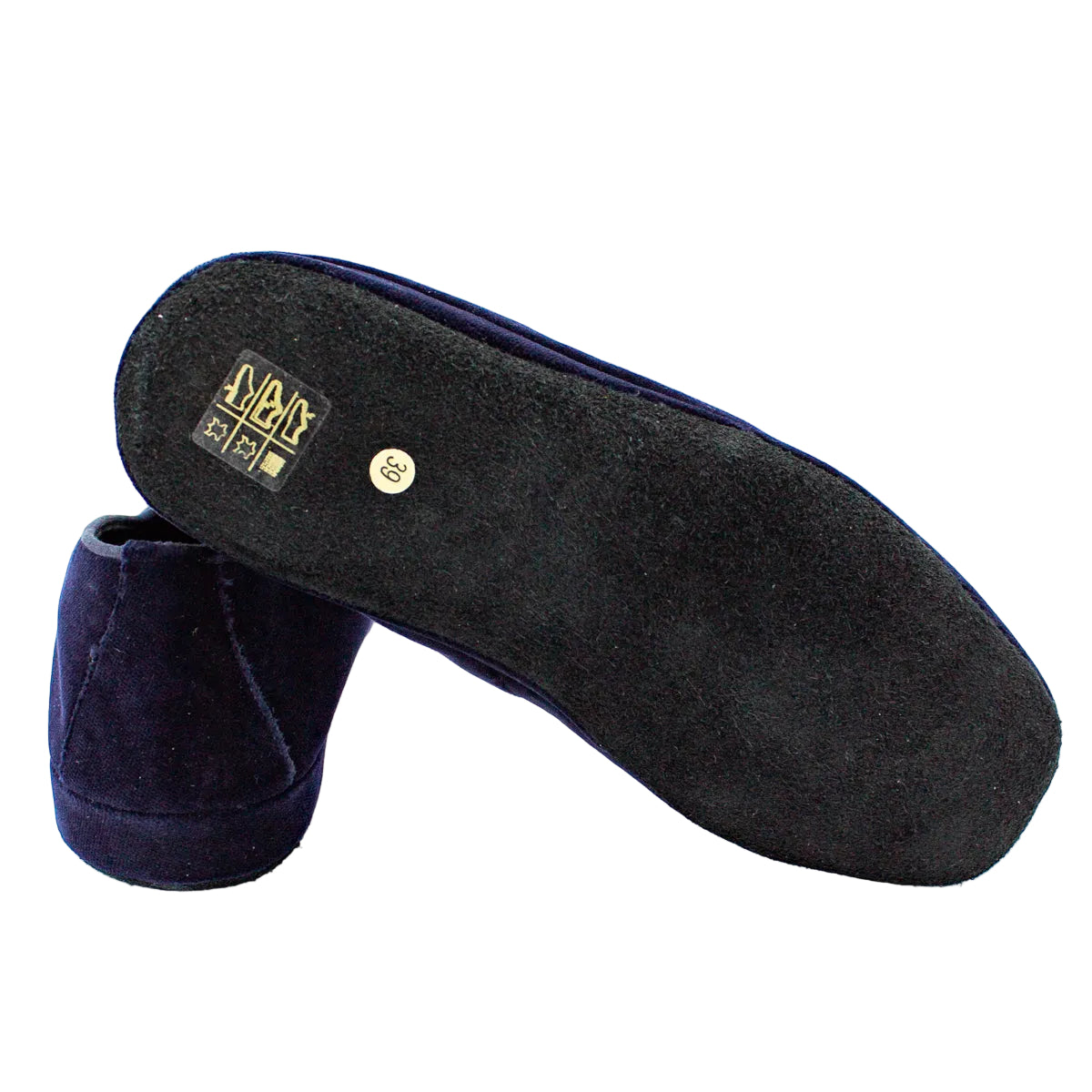Closed velvet slipper with crown