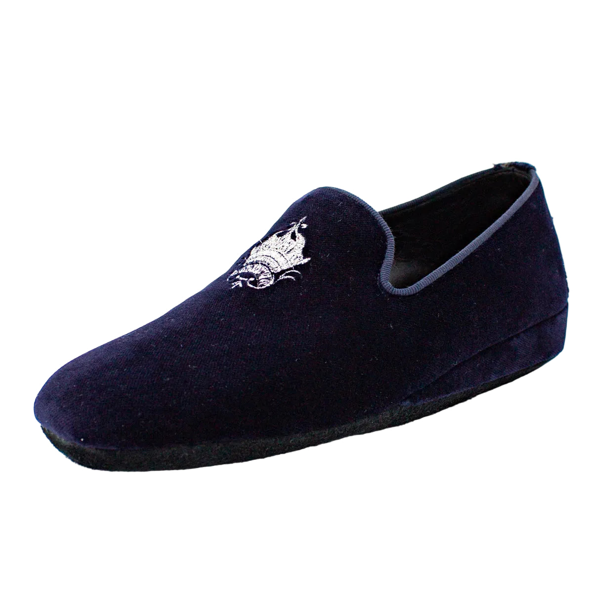 Closed velvet slipper with crown