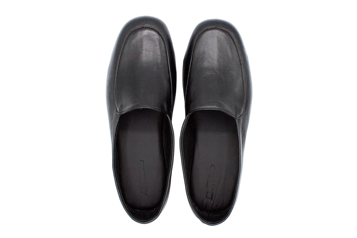 Pantofole da uomo in pelle nero piatte