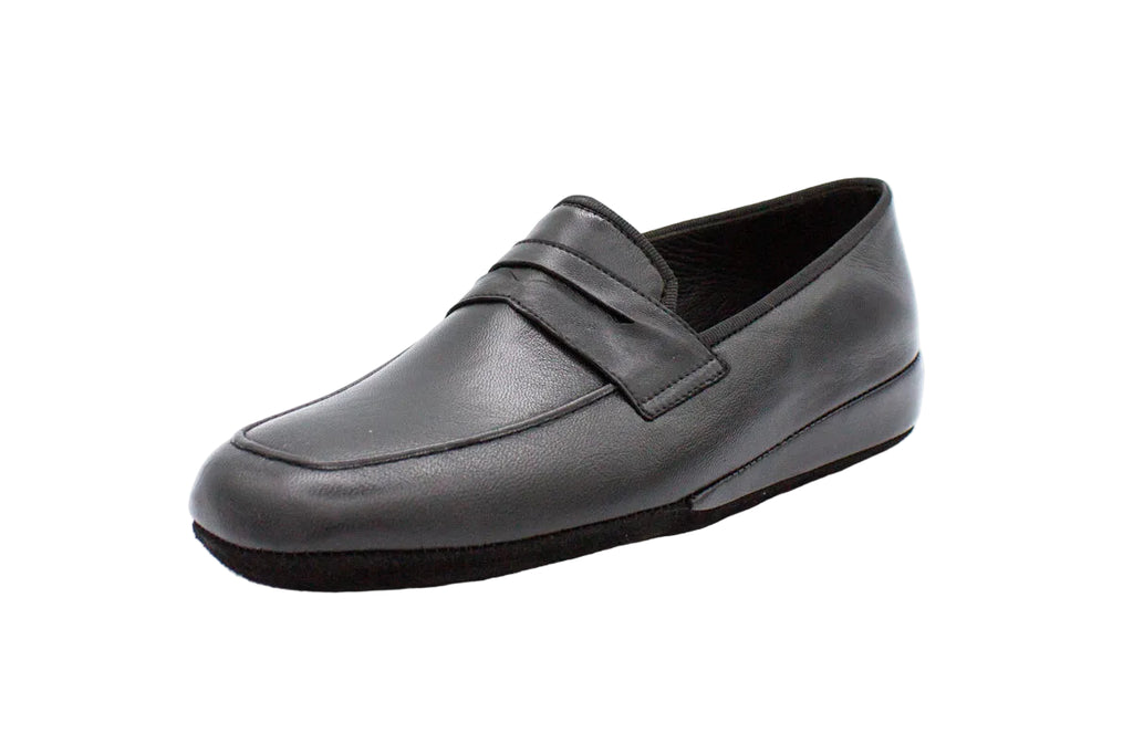 Pantofole da uomo in pelle nero con mascherina