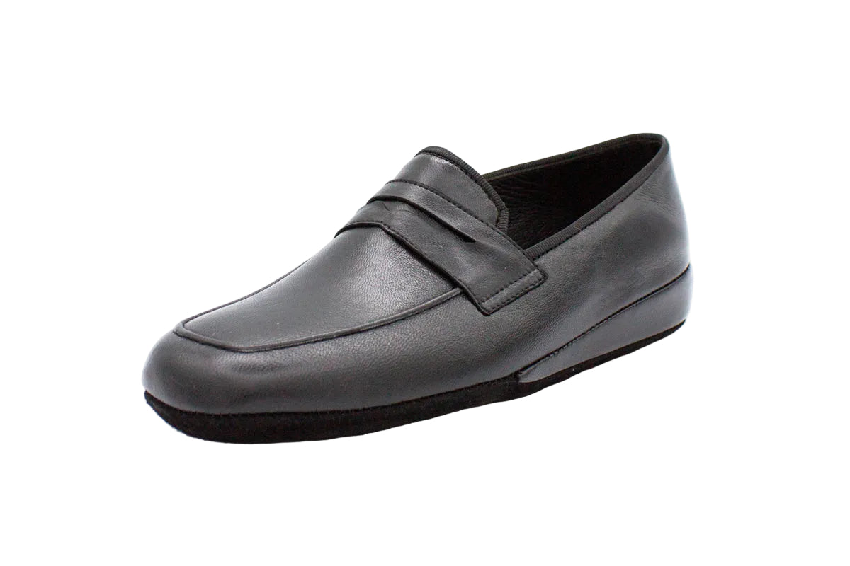 Pantofole da uomo in pelle nero con mascherina