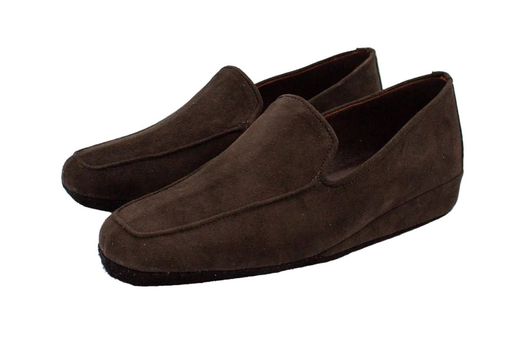 Pantofole da uomo in camoscio marrone