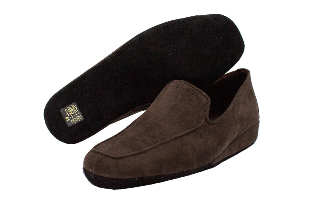 Pantofole da uomo in camoscio marrone