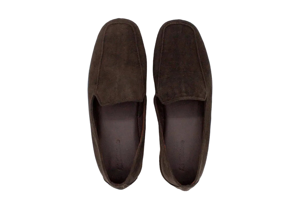 Pantofole da uomo in camoscio marrone