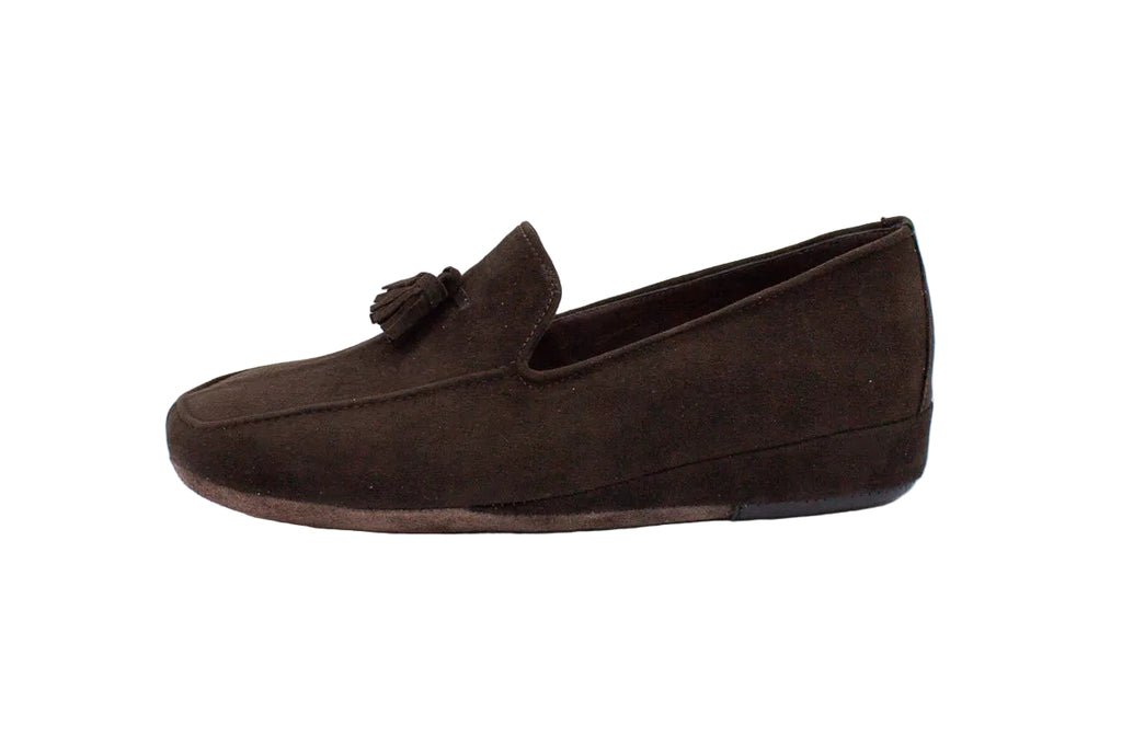Pantofole da uomo con nappine in camoscio  marrone