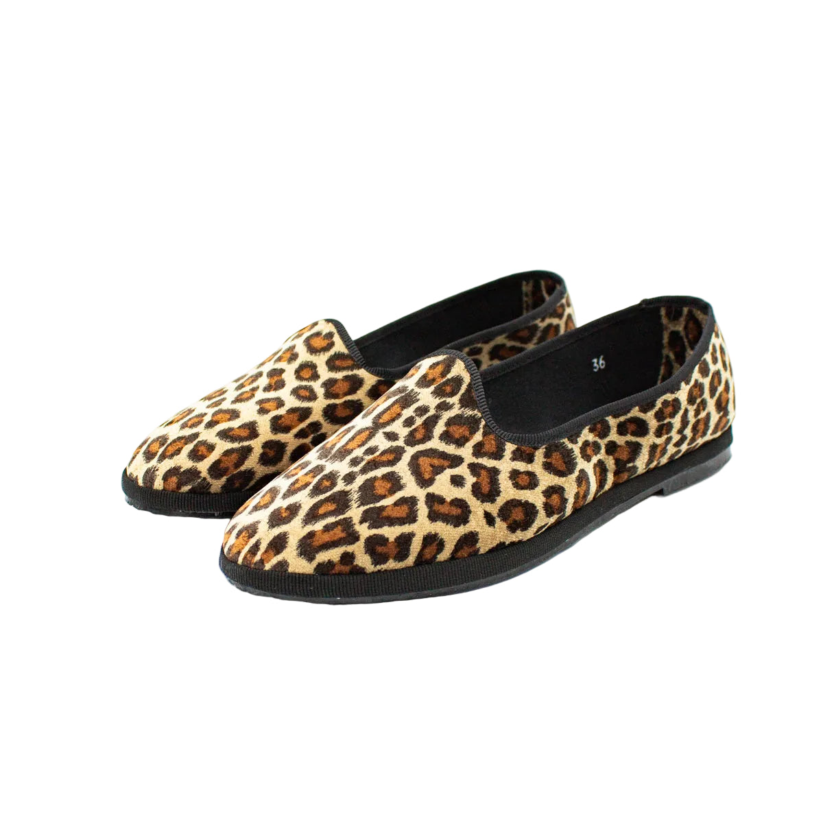Friulane bicolore in velluto leopardo-nero