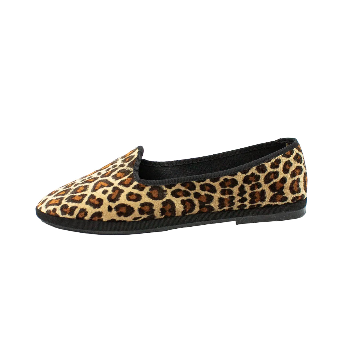 Friulane bicolore in velluto leopardo-nero