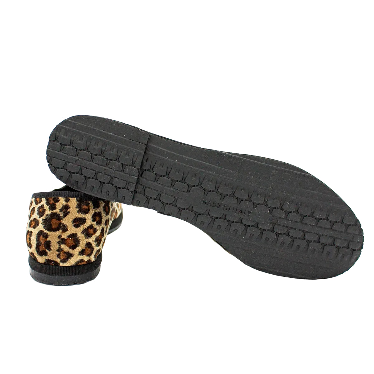 Friulane bicolore in velluto leopardo-nero