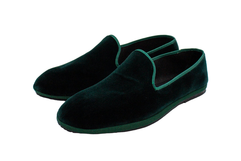 Men's Friulane in bottle green velvet