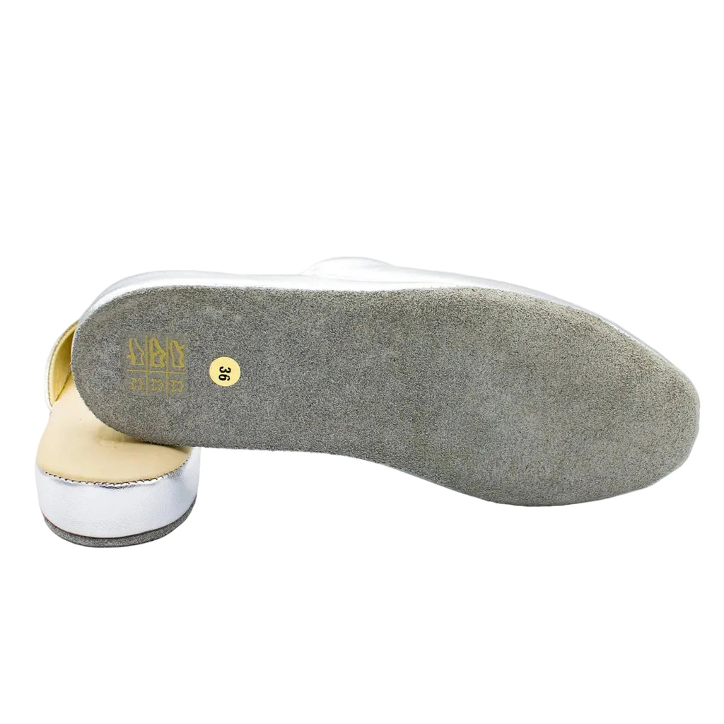 Pantofole pianelle scollate in nappa argento
