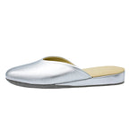Pantofole pianelle scollate in nappa argento