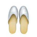 Pantofole pianelle scollate in nappa argento