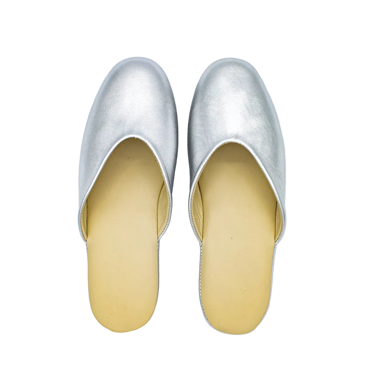 Pantofole pianelle scollate in nappa argento