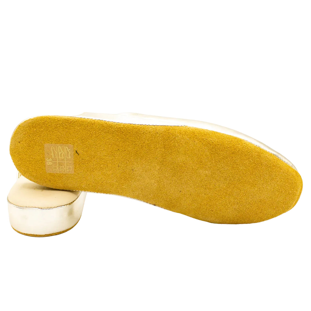 Pantofole pianelle scollate in nappa platino