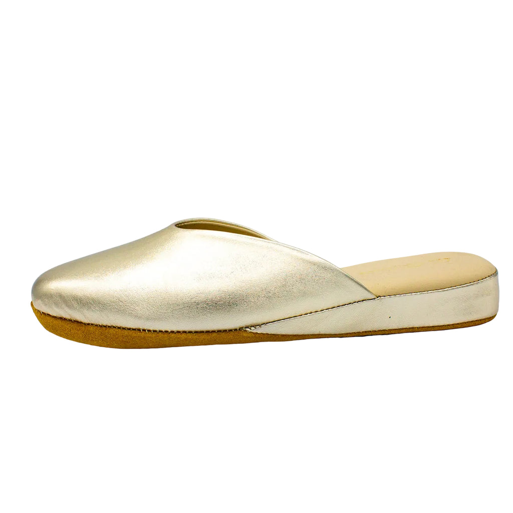 Pantofole pianelle scollate in nappa platino
