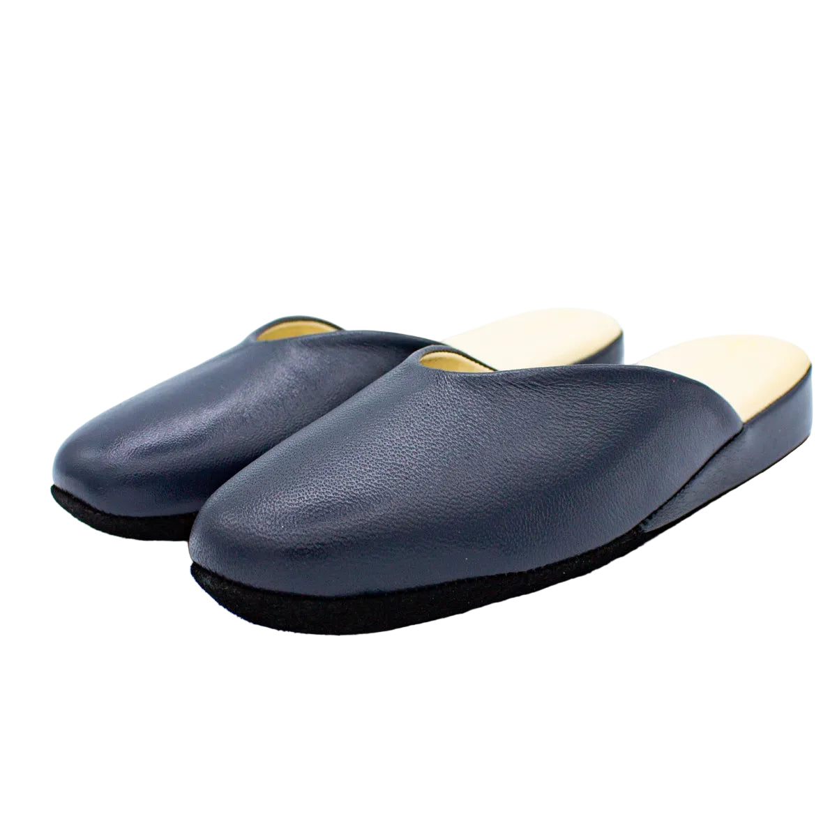 Pantofole pianelle scollate in nappa blu