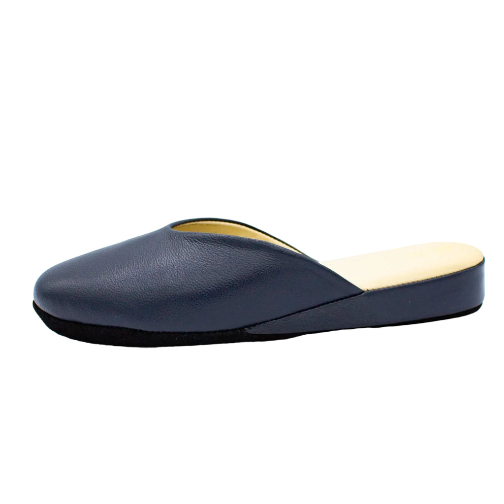 Pantofole pianelle scollate in nappa blu