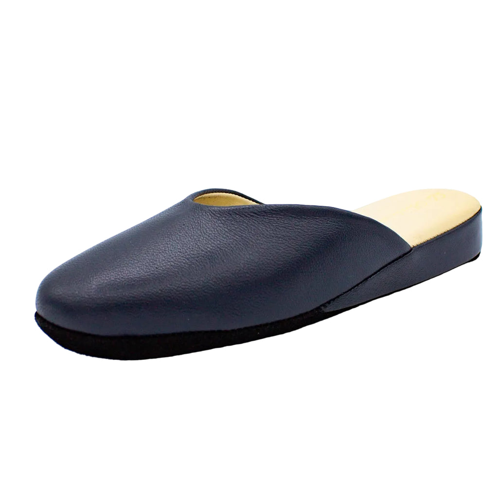 Pantofole pianelle scollate in nappa blu