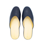 Pantofole pianelle scollate in nappa blu