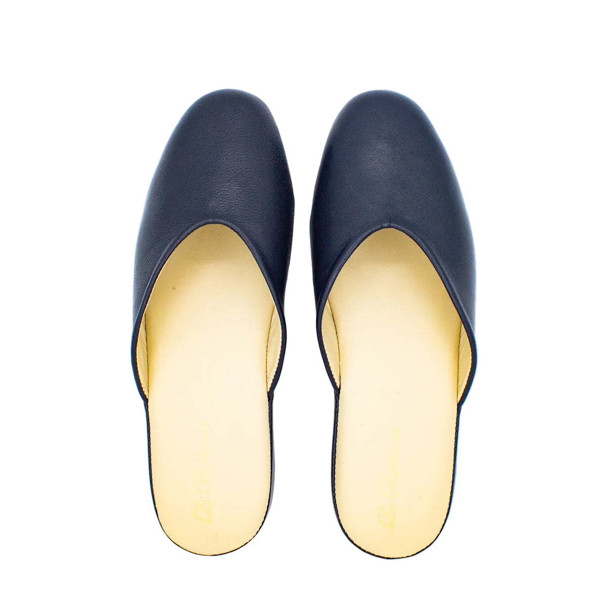 Pantofole pianelle scollate in nappa blu
