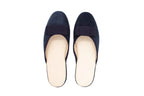 Pantofole pianelle in camoscio blu con fiocco
