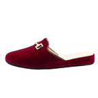 Pantofole in velluto bordeaux con morsetto