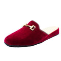 Pantofole in velluto bordeaux con morsetto