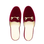Pantofole in velluto bordeaux con morsetto