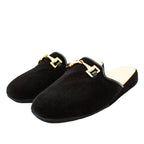 Pantofole in velluto nero con morsetto