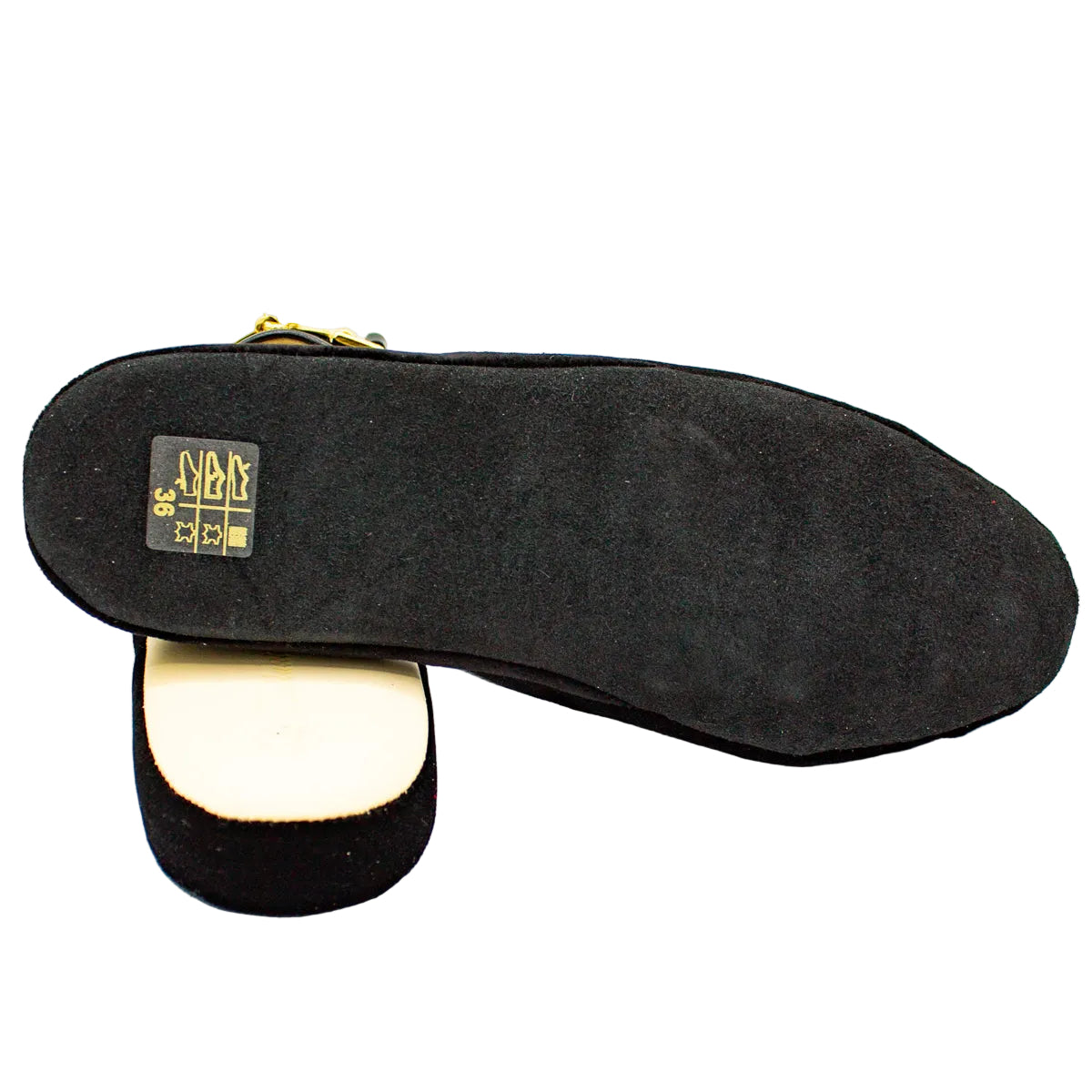 Pantofole in velluto nero con morsetto