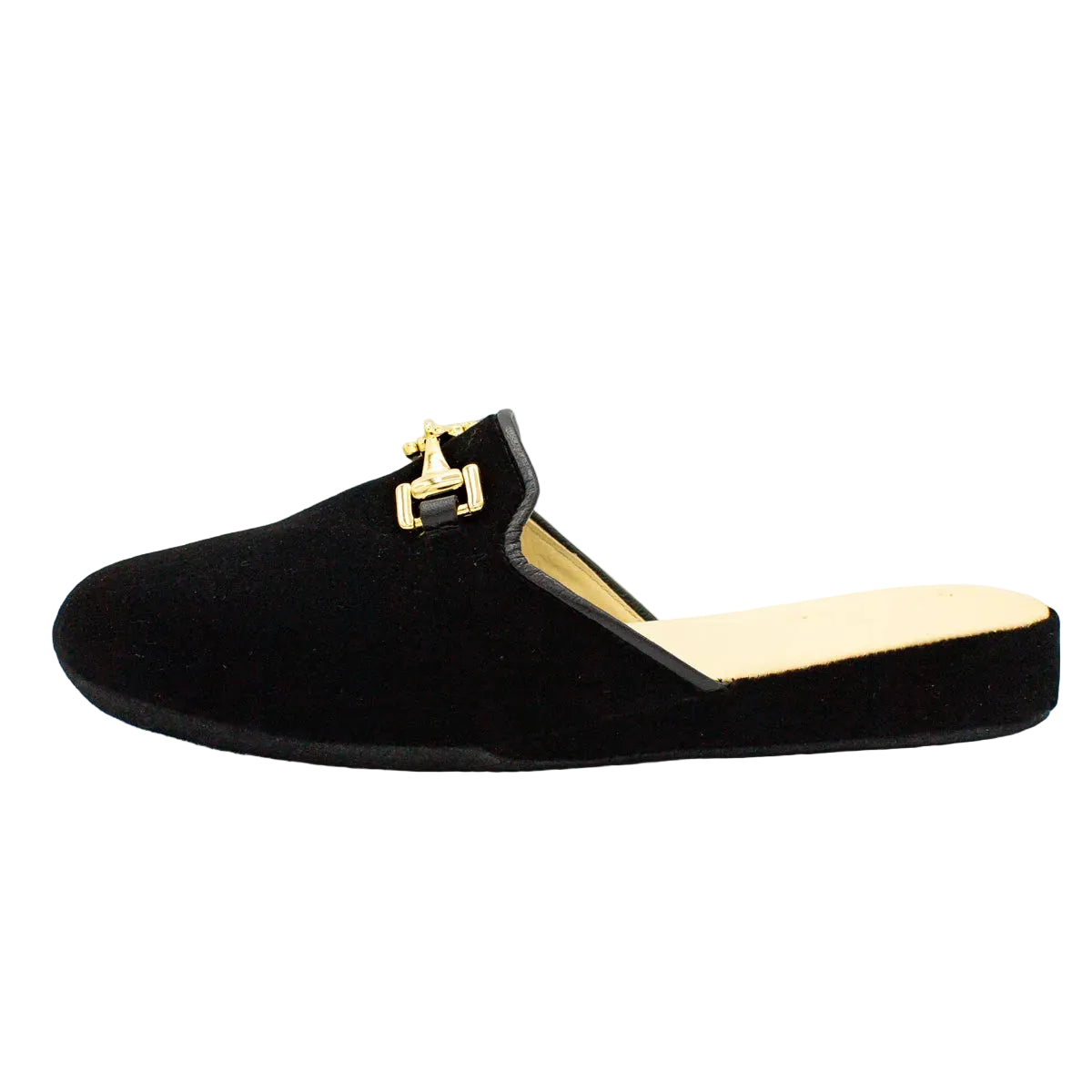 Pantofole in velluto nero con morsetto