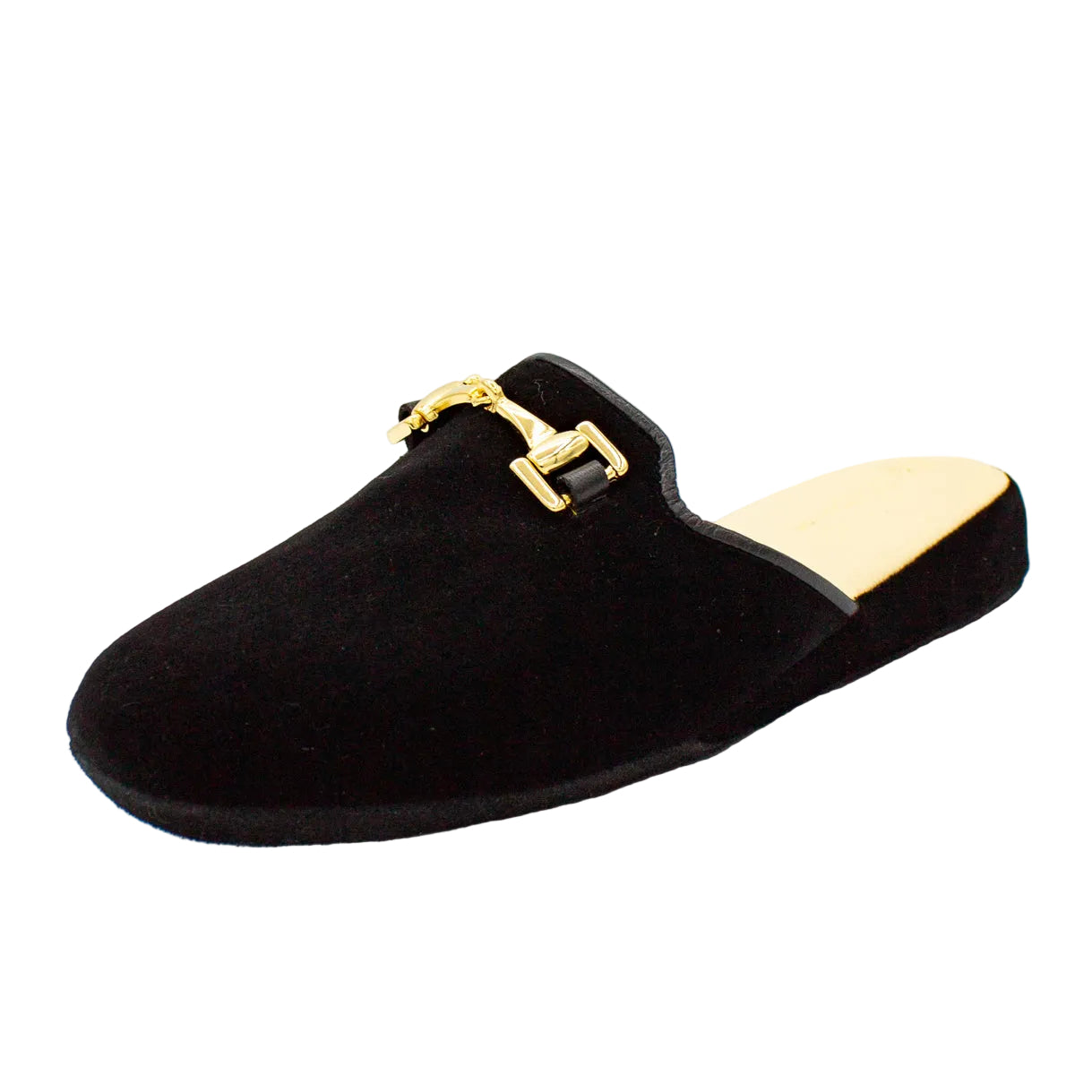 Pantofole in velluto nero con morsetto