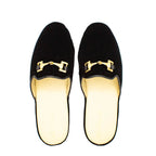 Pantofole in velluto nero con morsetto