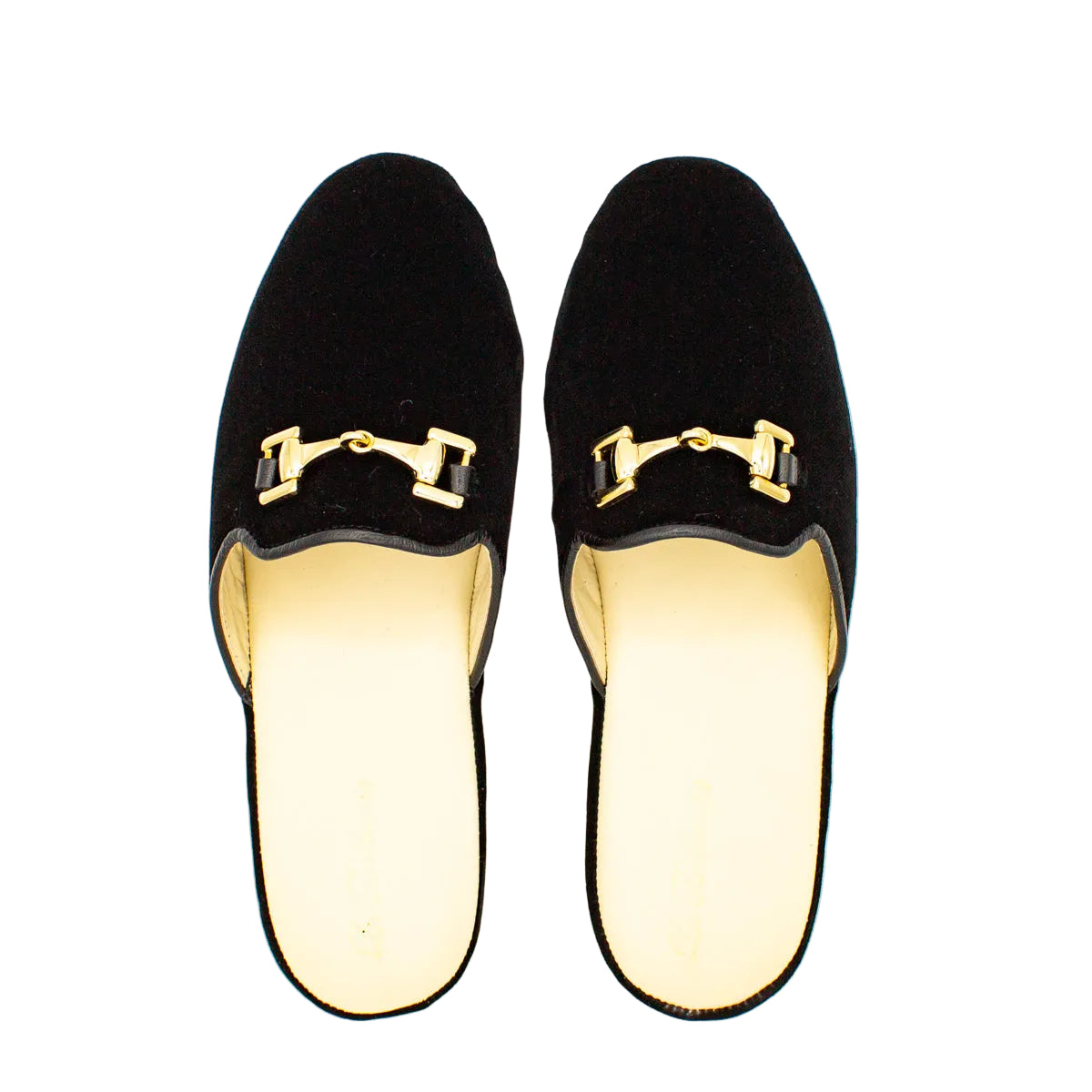 Pantofole in velluto nero con morsetto