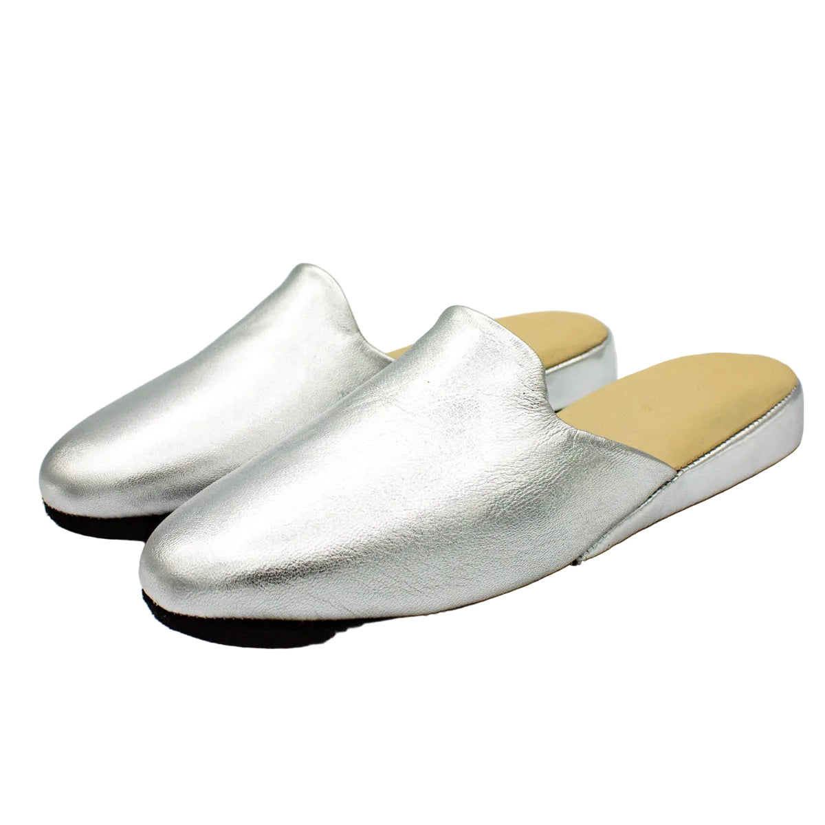 Pantofole pianelle accollate in nappa argento