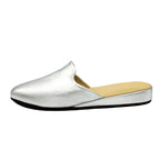 Pantofole pianelle accollate in nappa argento