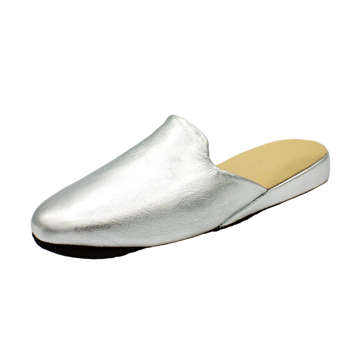 Pantofole pianelle accollate in nappa argento