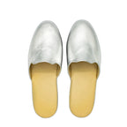 Pantofole pianelle accollate in nappa argento